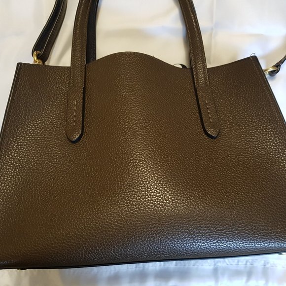 COACH CHARLIE CARRYALL 28 SCATTERED RIVETS FLORAL LEATHER MOSS BRASS - Picture 8 of 12